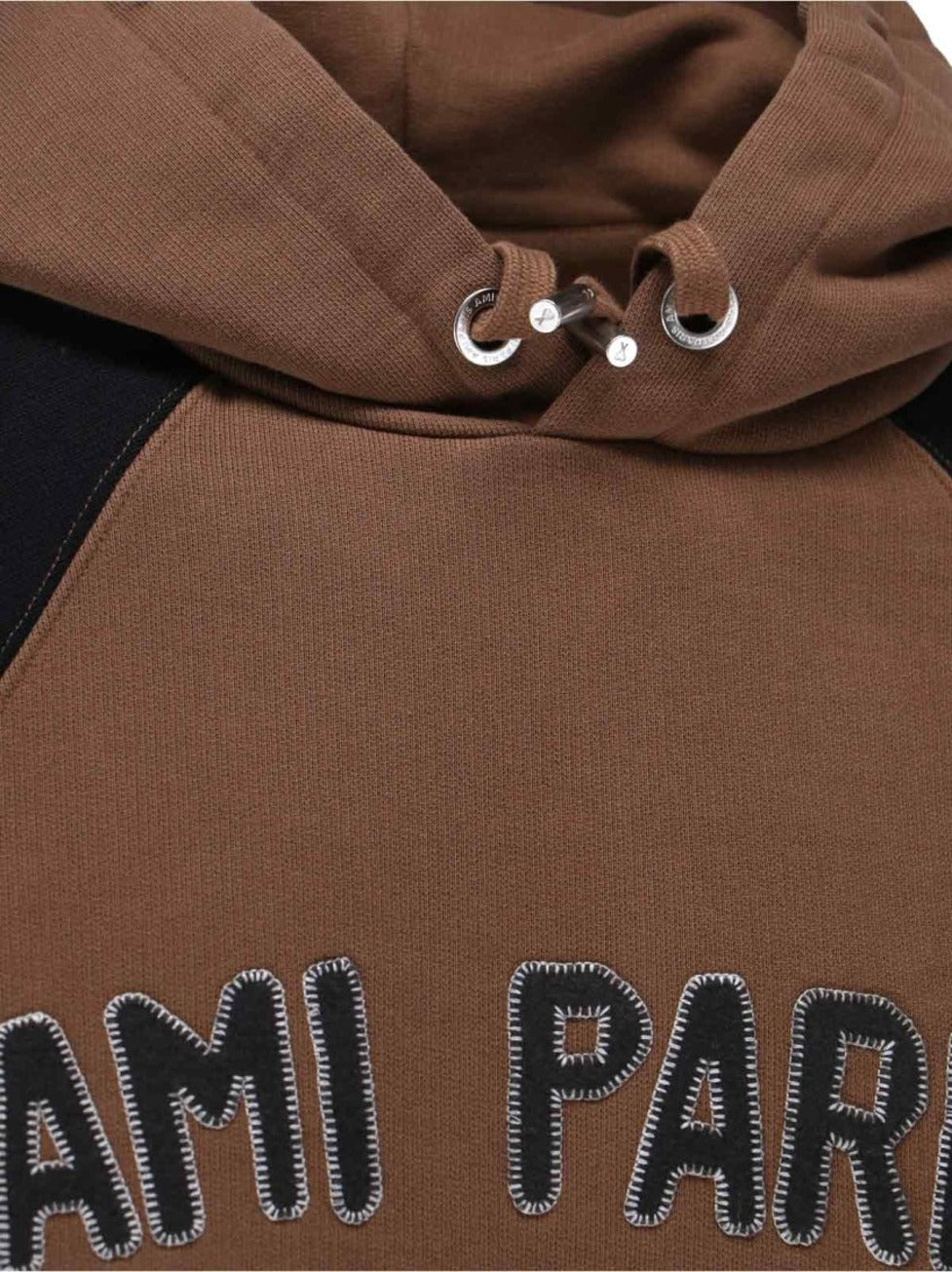 Two-Tone Hoodie With Stitched Branding And Embroidered Detail