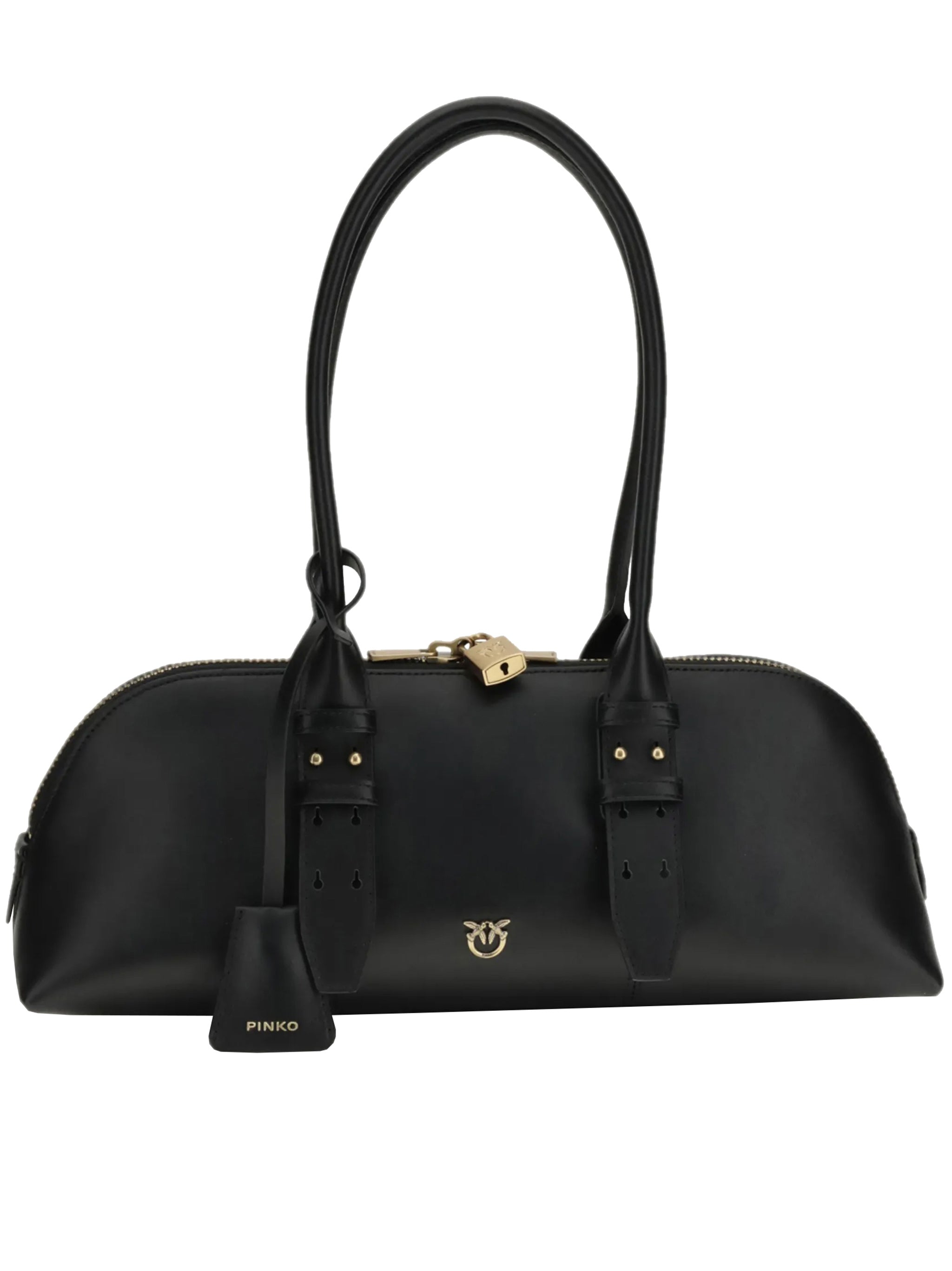 Black Bowling Bag Horizontal Big Handbag