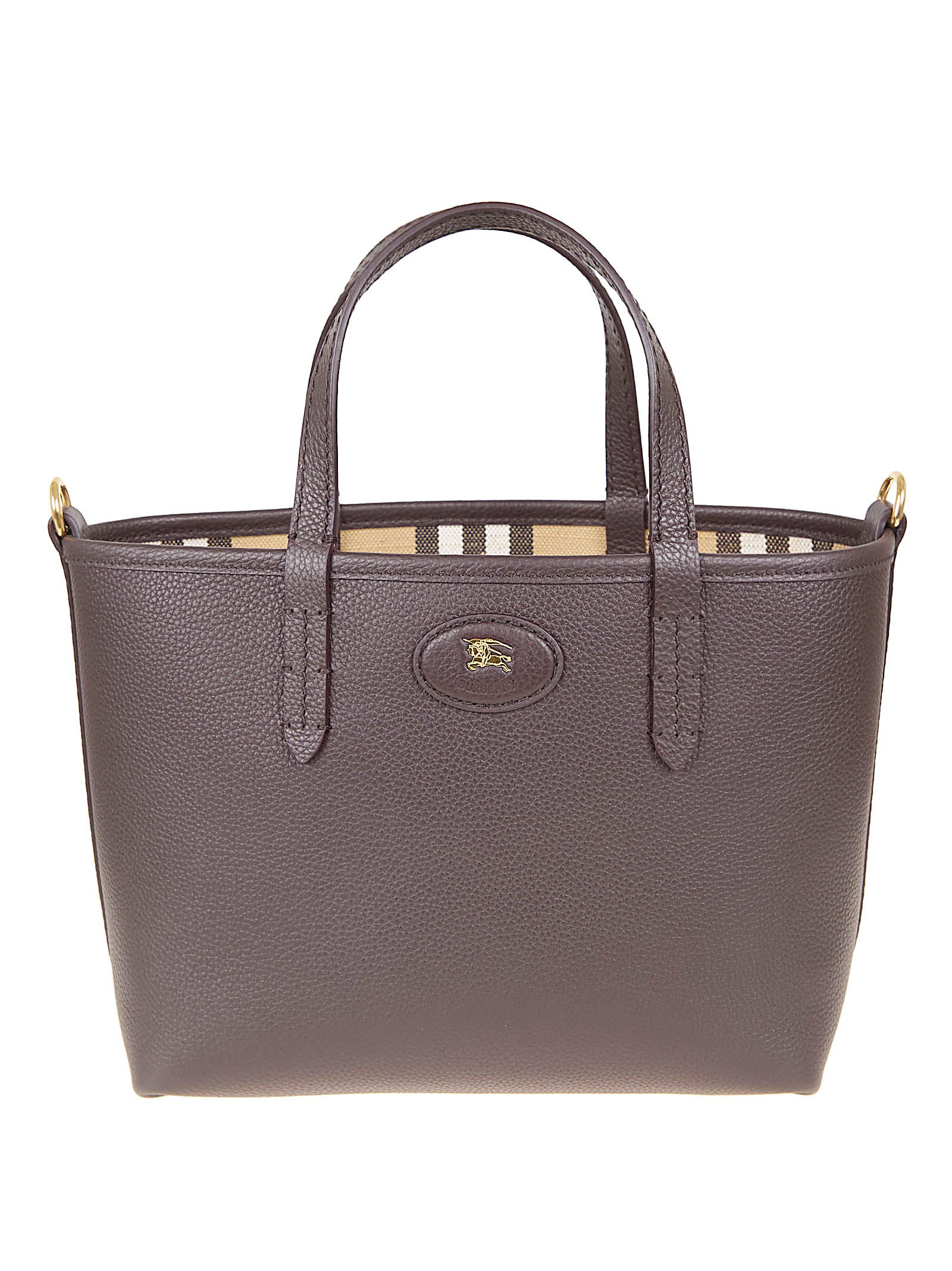 Structured Brown Calf Grain Leather Shopper Bag