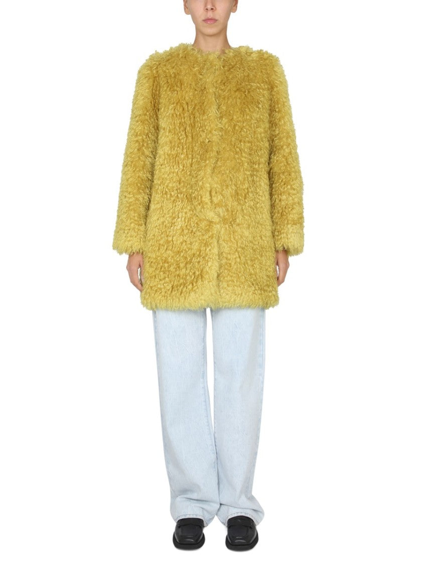 Textured Faux Fur Coat