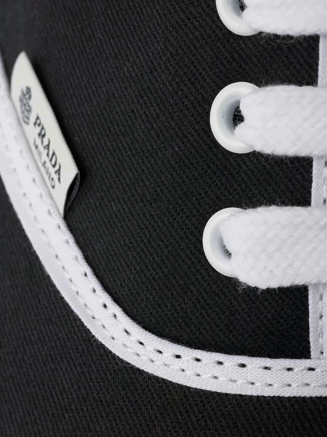 Low-Profile Cotton Fabric Sneakers with White Piping