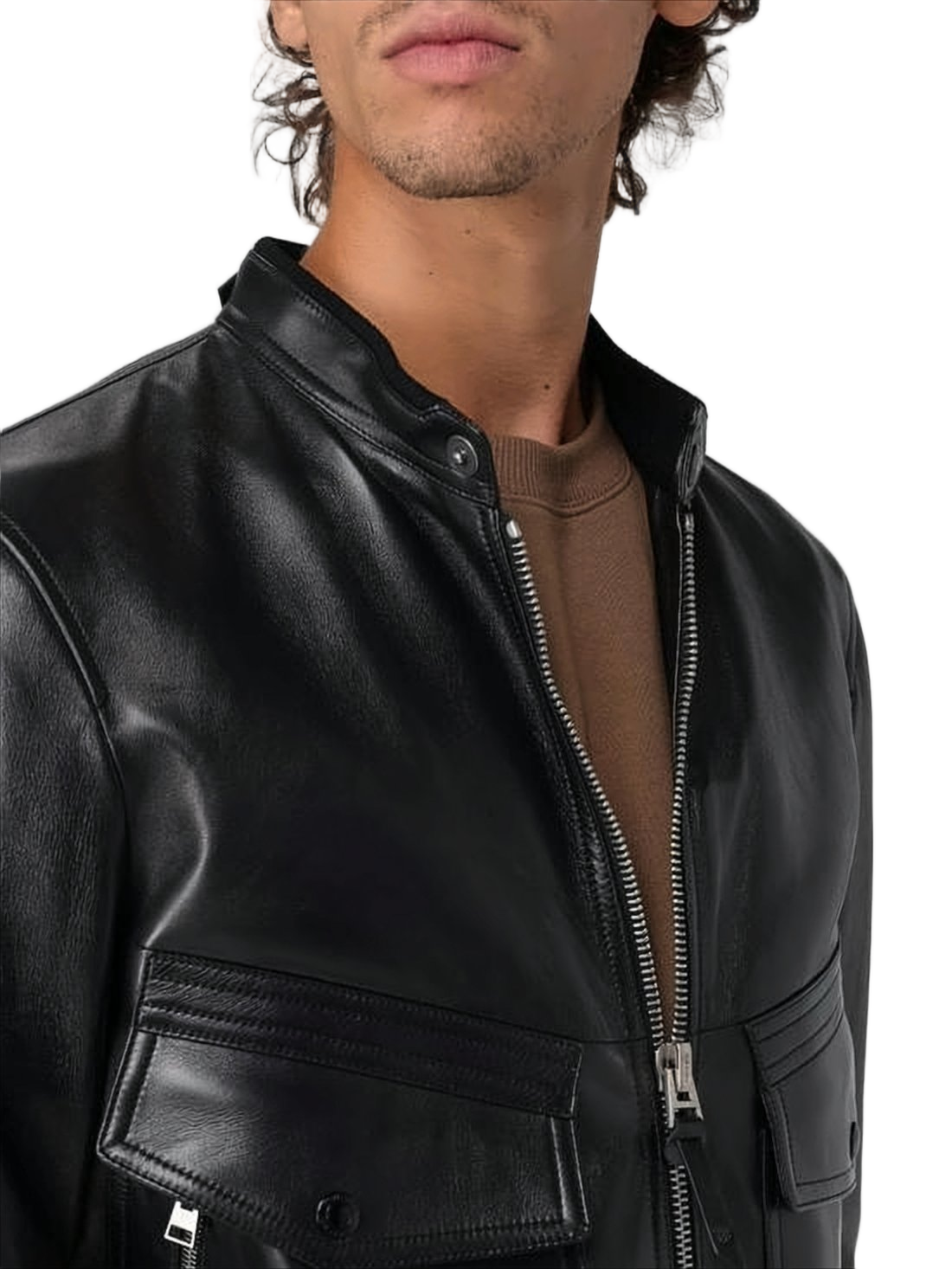 Smooth Lambskin Leather Jacket with Minimalist Design