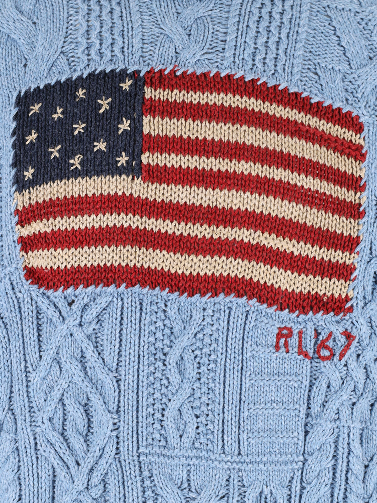 Blue American Flag Cable Knit Sweater