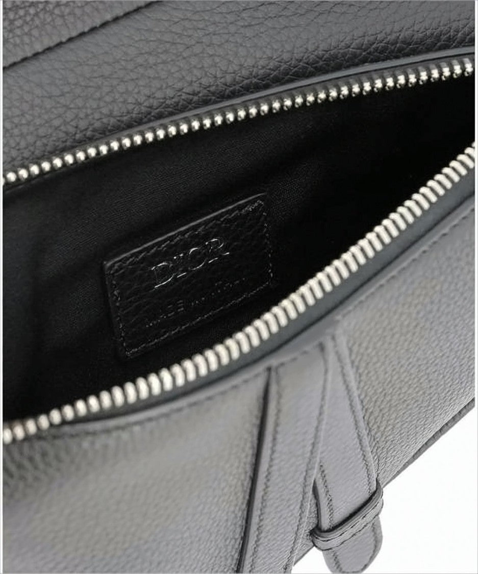 Saddle-Shaped Belt Bag in Textured Cowhide Leather