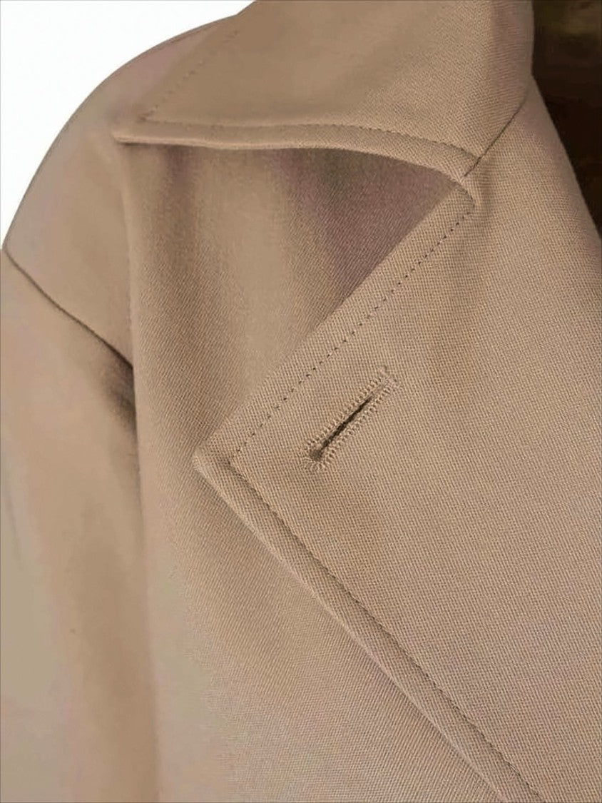 Double-Breasted Beige Coat with Adjustable Cuffs