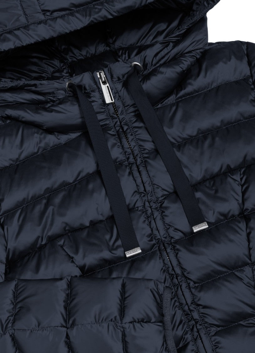 Quilted Down Coat with Attached Hood