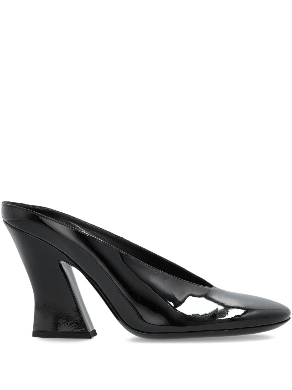 Glossy Black Leather Sandals
