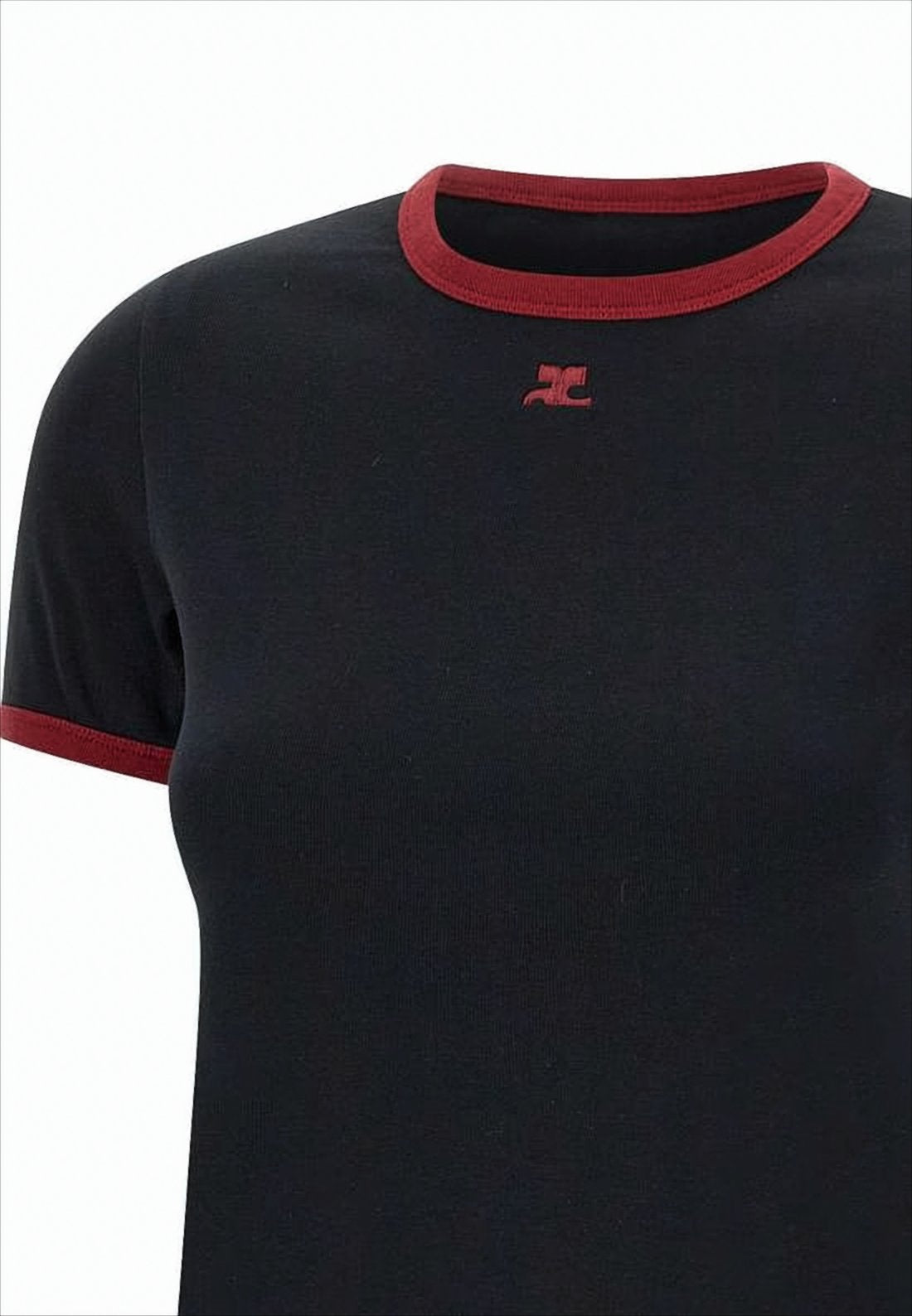 Fitted Cotton Crop Top with Contrasting Trims
