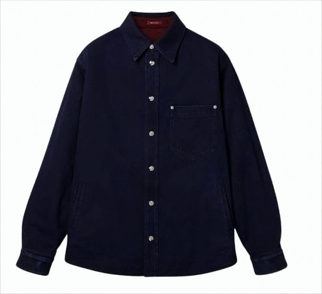 Boxy Blue Jacket with Classic Collar