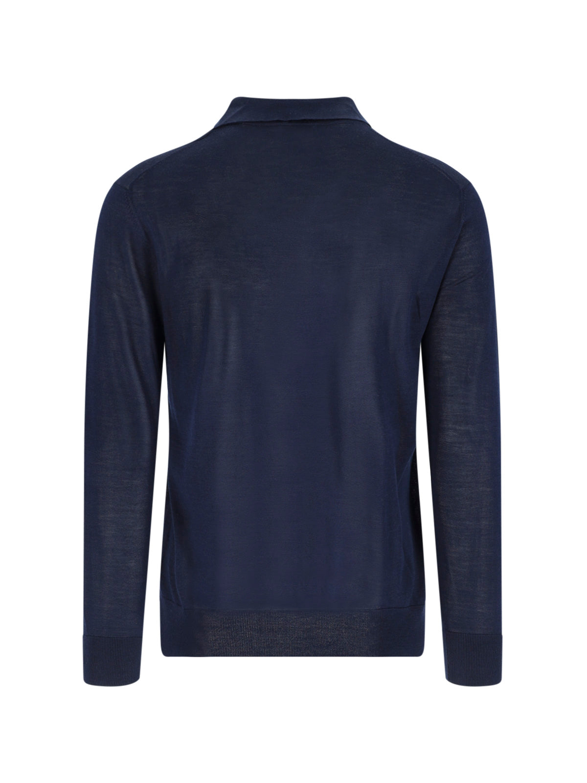 Blue Silk-Cashmere Ribbed Polo Sweater
