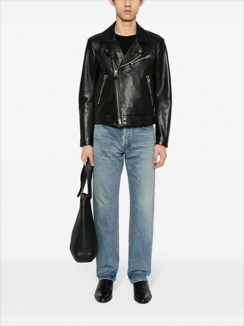 Classic Straight-Leg Denim Pants with Light Blue Wash