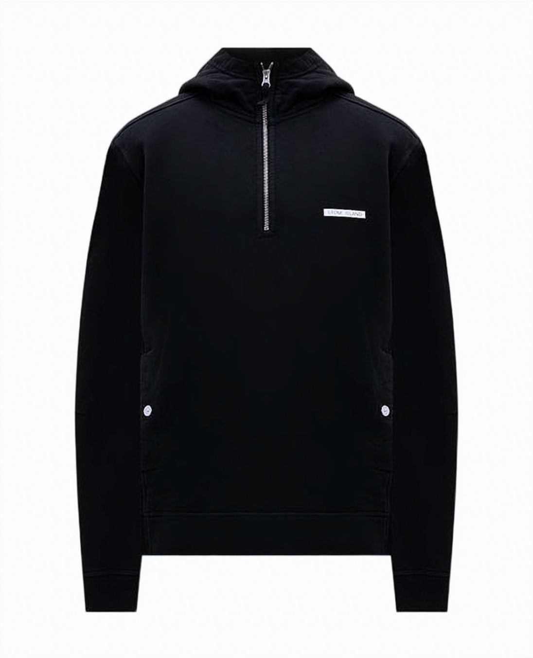 Half-Zip Black Hoodie with Ribbed Cuffs