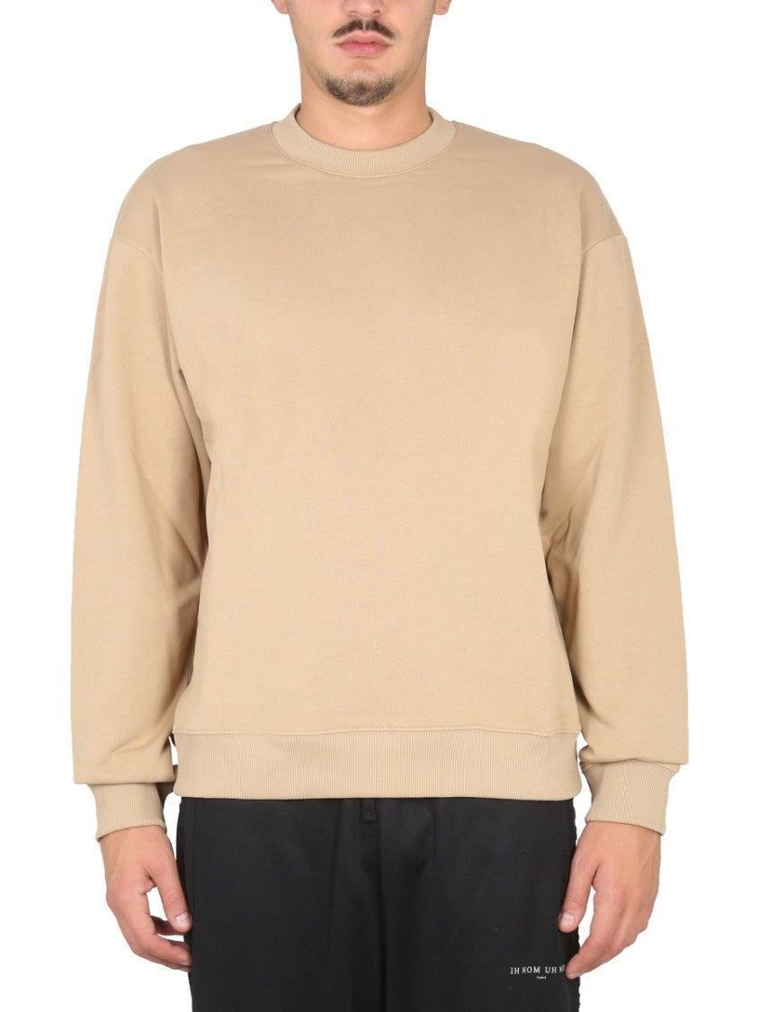 Relaxed Fit Beige Crewneck Sweatshirt