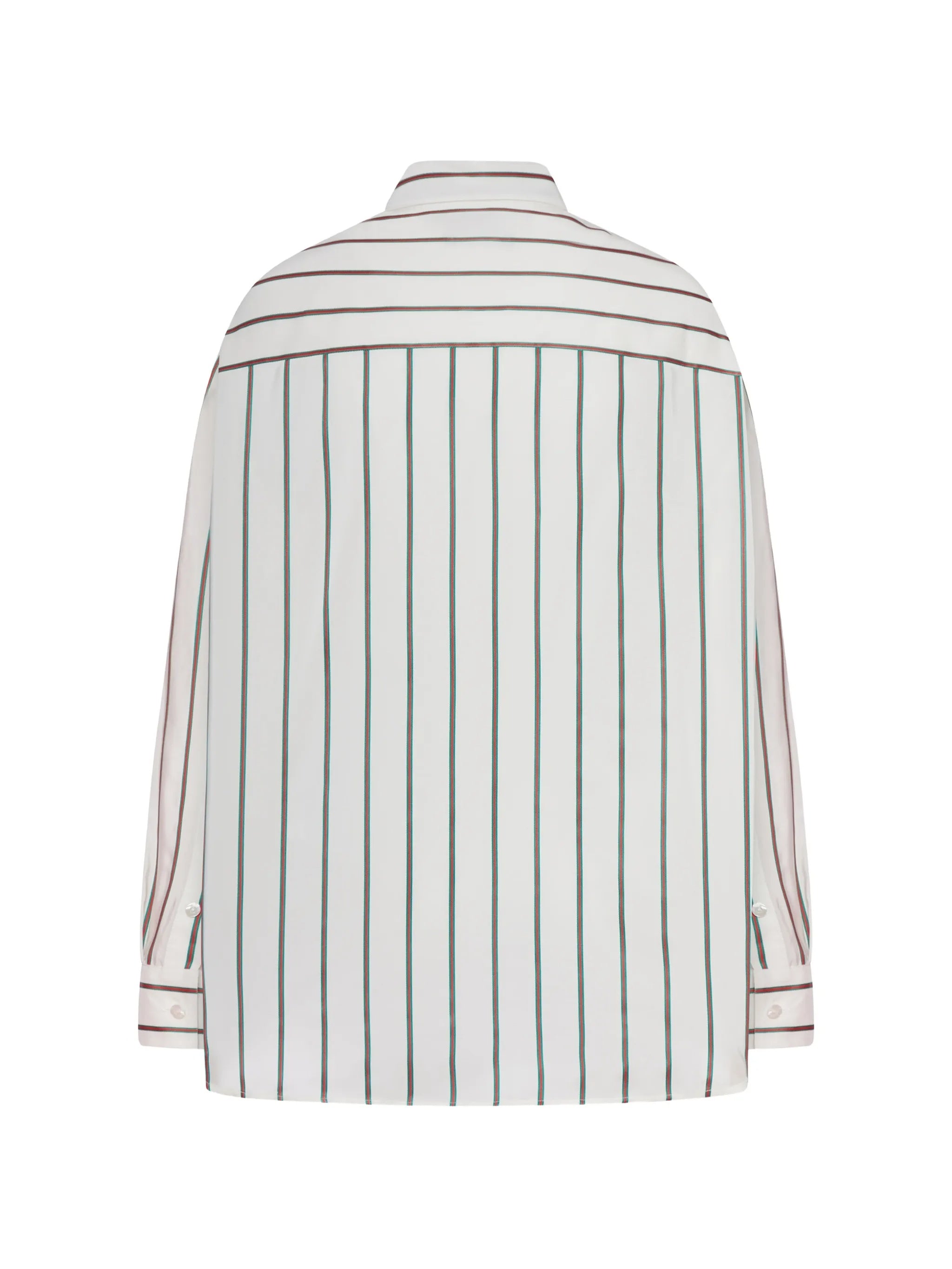 Blue/White Web Silk Habotai Striped Shirt