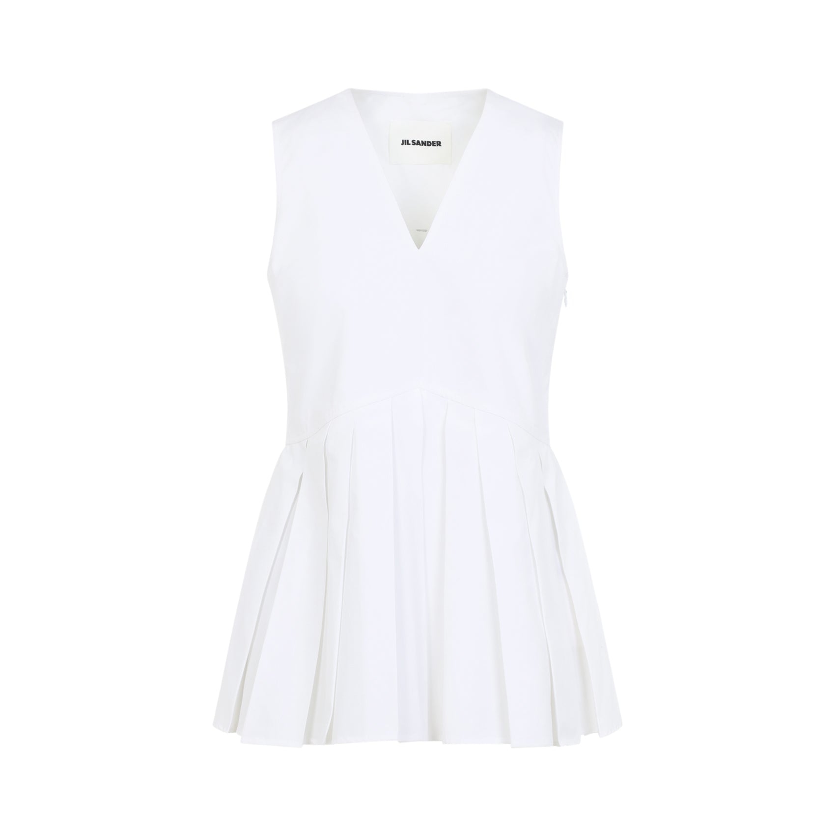 Structured Sleeveless Top With Deep V-Neckline