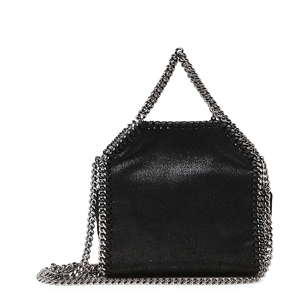 Black Faux Leather Tiny Falabella Tote
