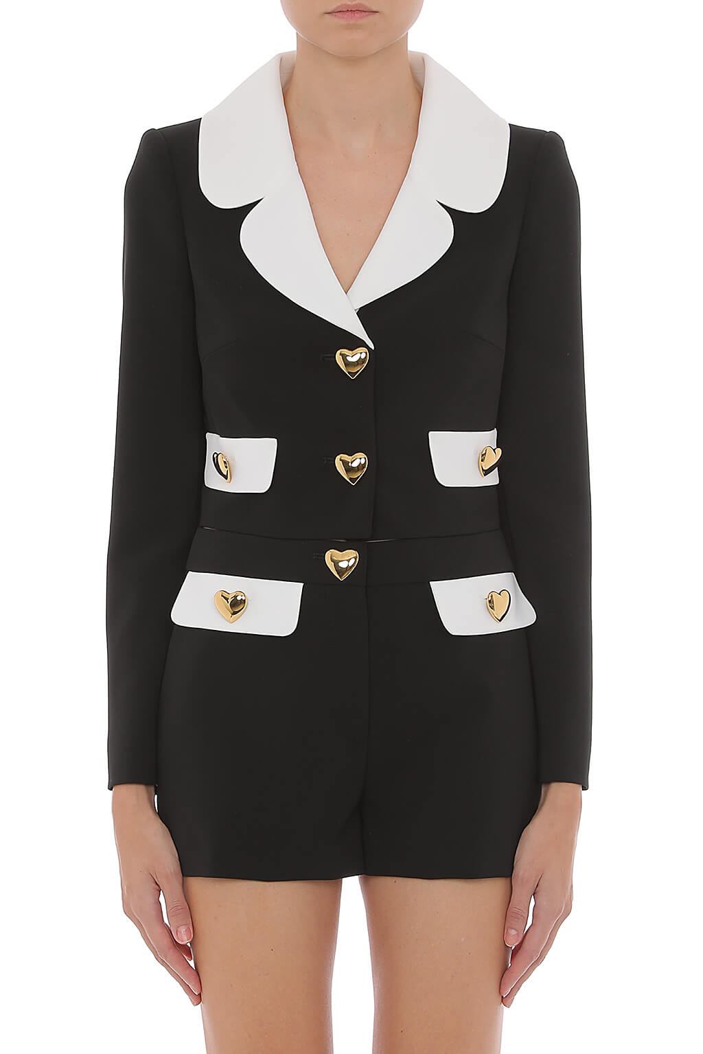 Cropped Tailored Jacket With Contrast Collar