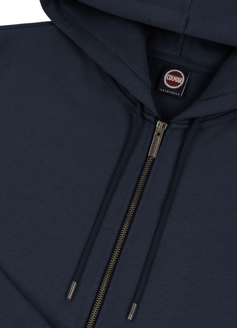 Blue Zip-Up Sweatshirt with Adjustable Hood