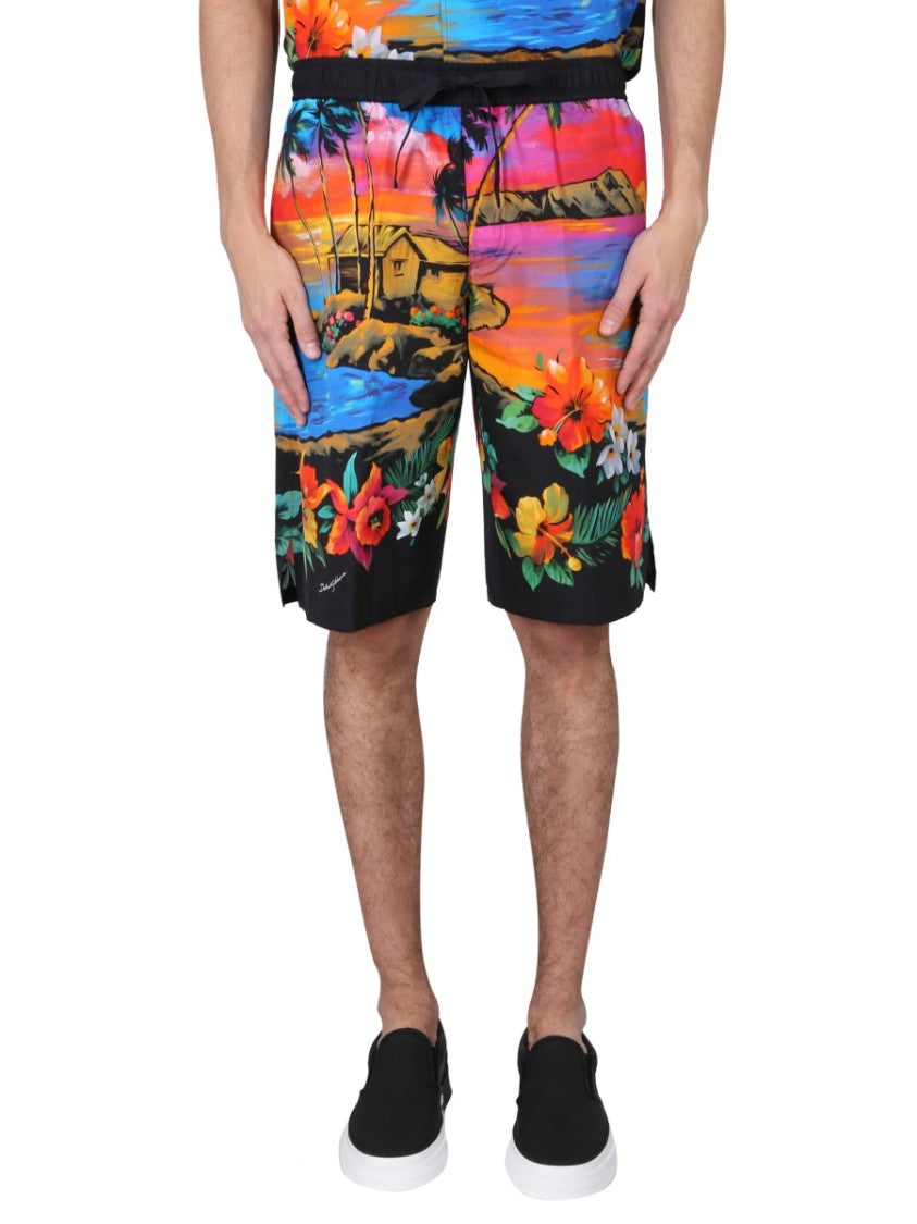 Bermuda Shorts With Sunset Print