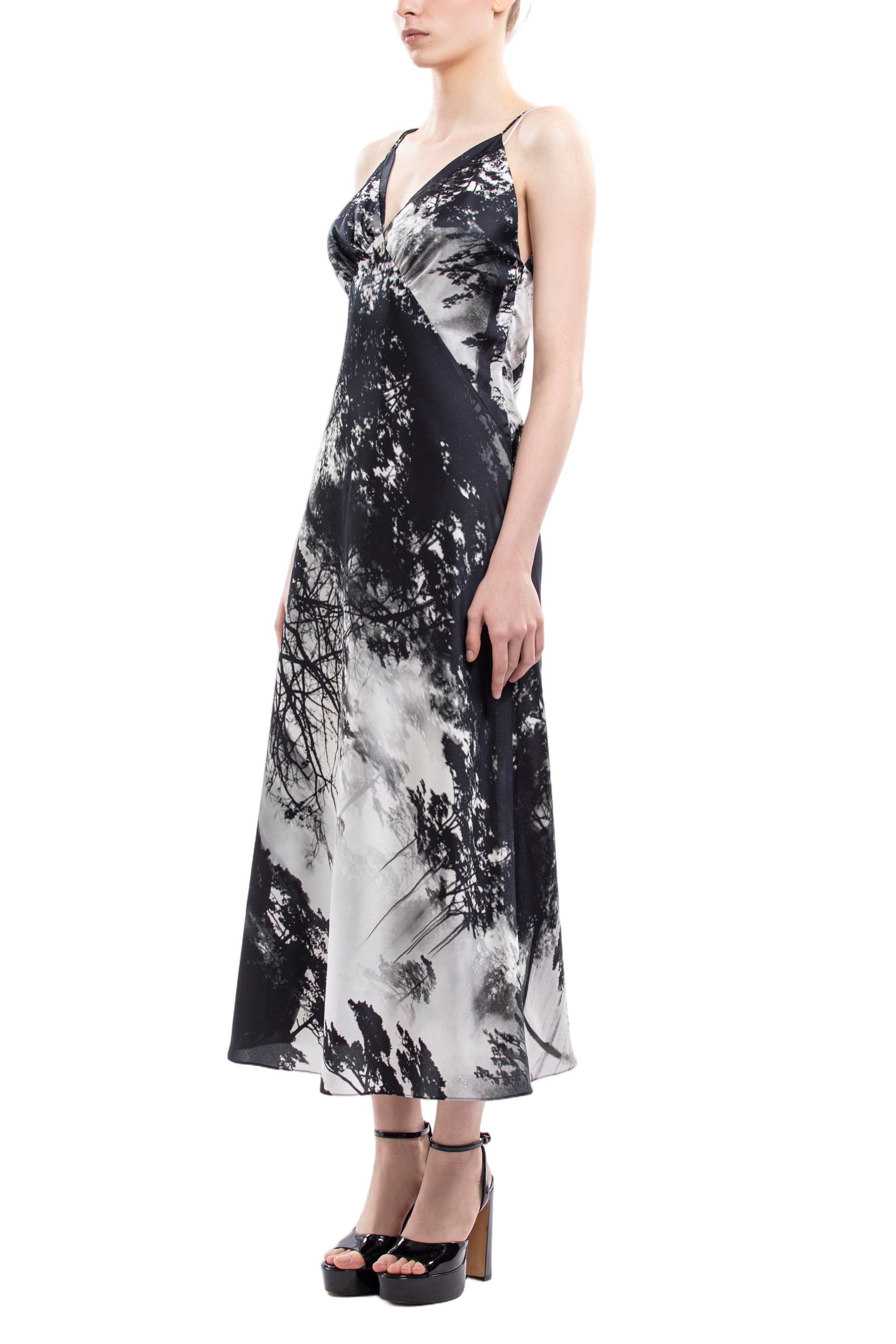 Vibrant Printed Midi Dress with Flattering V Neckline