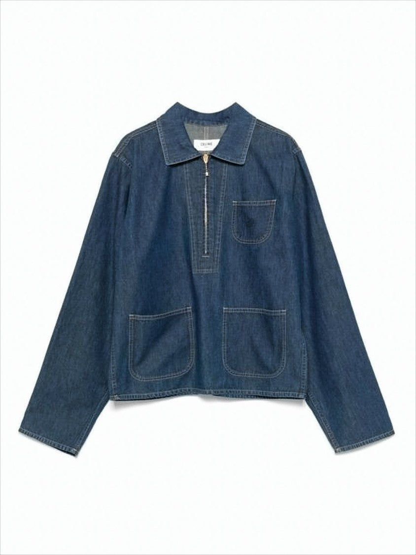 Cropped Denim Jacket With Boxy Silhouette And Contrast Stitching