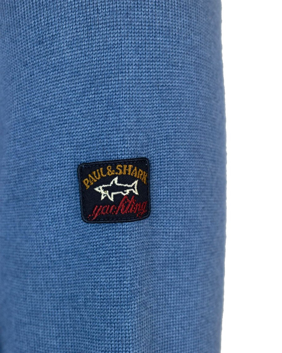 Light Blue Extrafine Wool Crew Neck