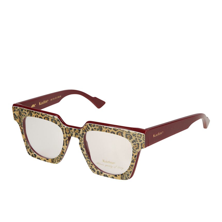 Tanya Leopard Print Square Frame Sunglasses with Burgundy Arms