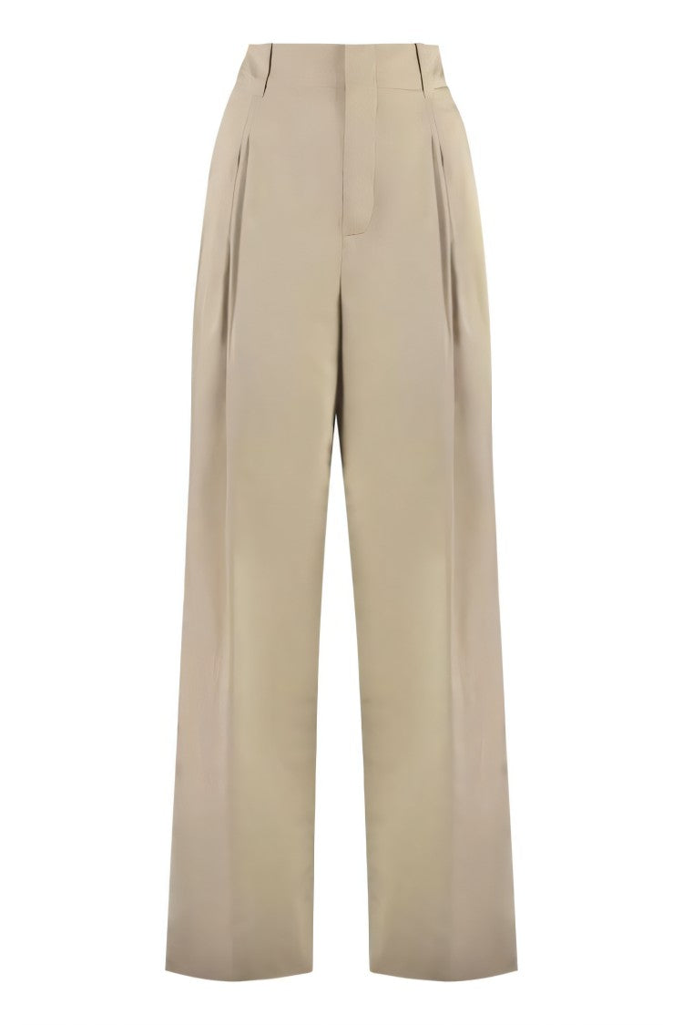 Wide-Leg Tailored Pants with Pleated Detailing
