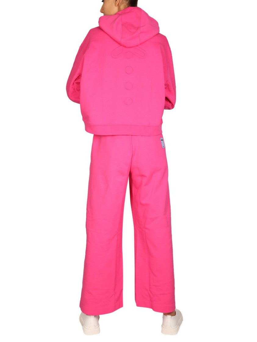 Relaxed Pink Hoodie With Embossed Detailing