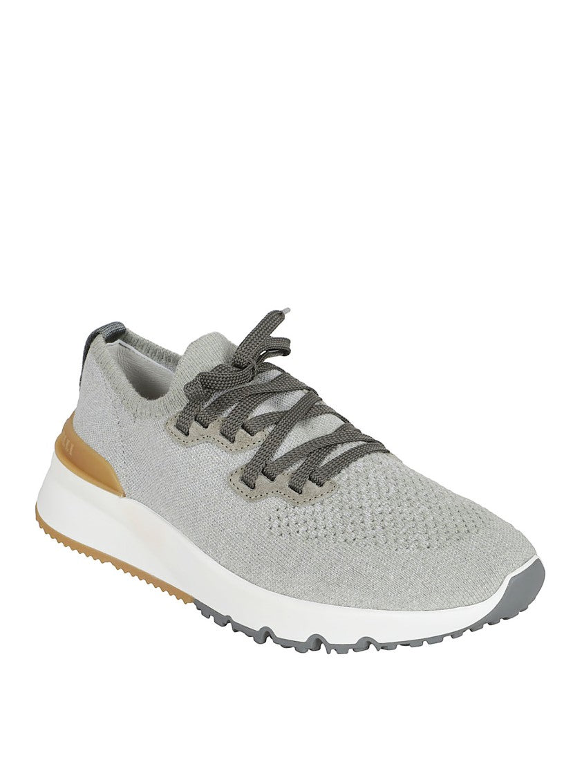 Beluga Grey Knitted Sneakers With Stretch Design