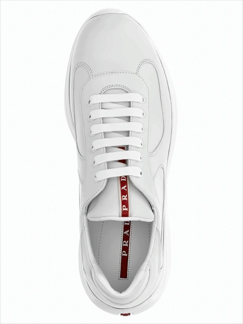 Smooth Leather Sneakers With Textured Rubber Sole And Distinctive Accents