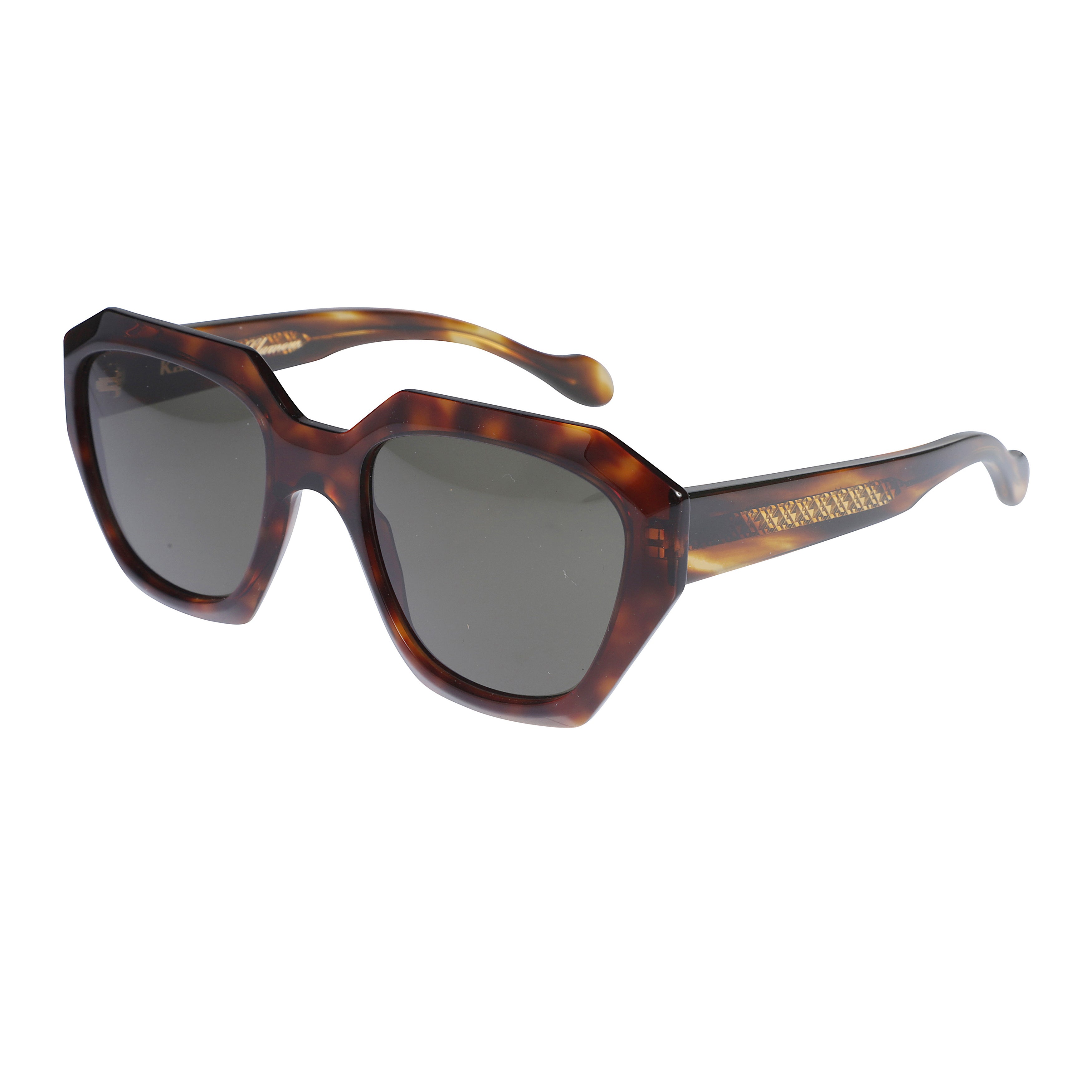 Marilyn/K-S Geometric Tortoiseshell Sunglasses with Angular Lenses