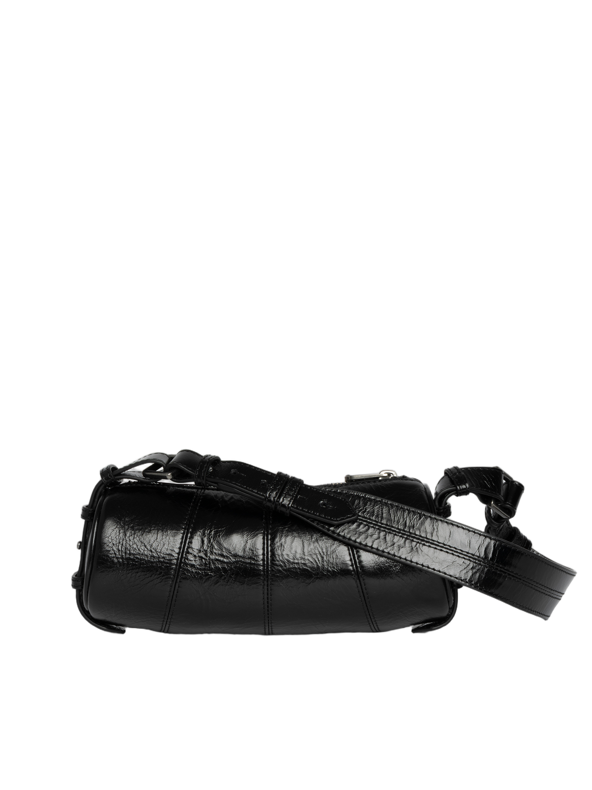 Cylindrical Patent Leather Shoulder Bag