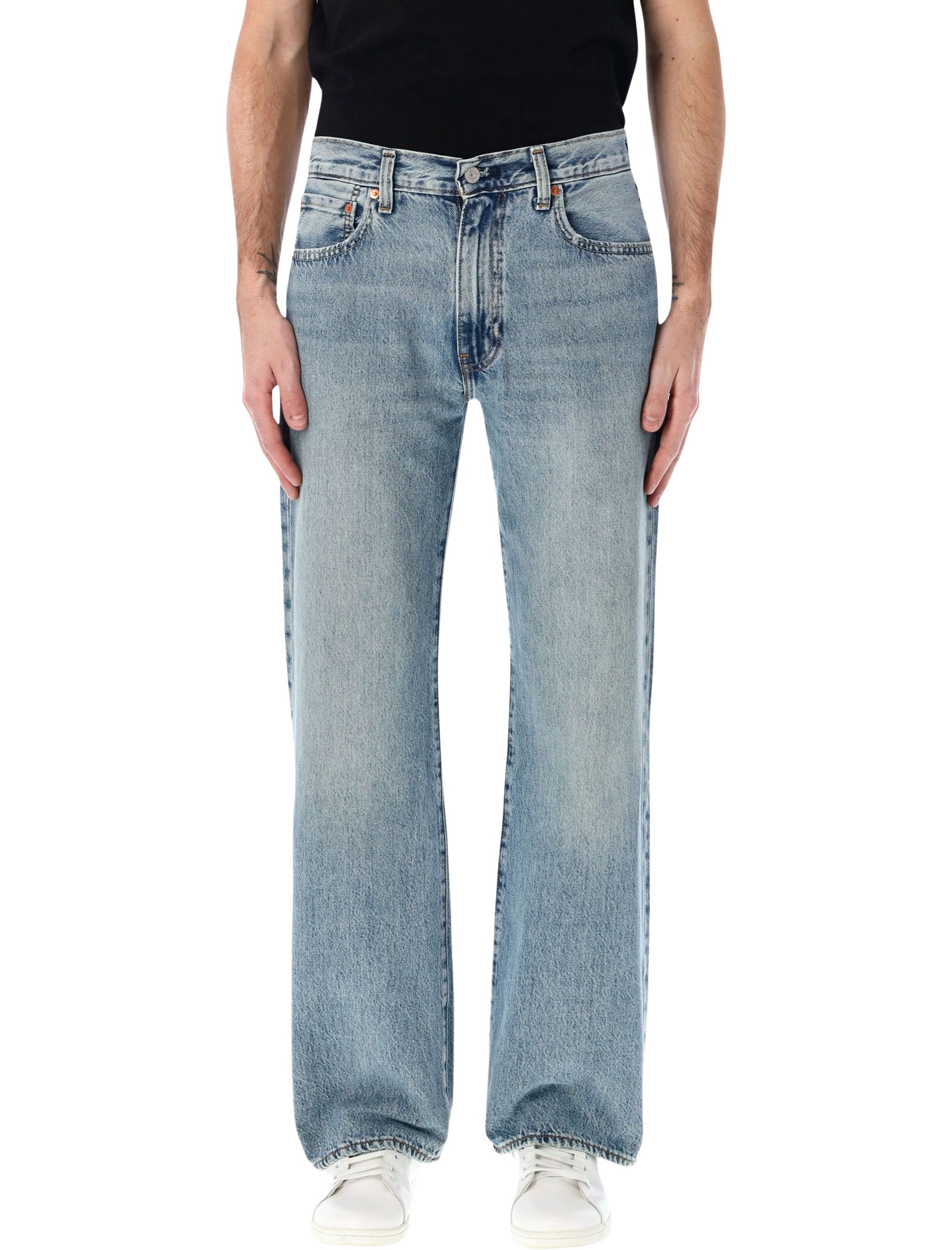Lightly Faded Vintage Wash Relaxed Flare Jeans