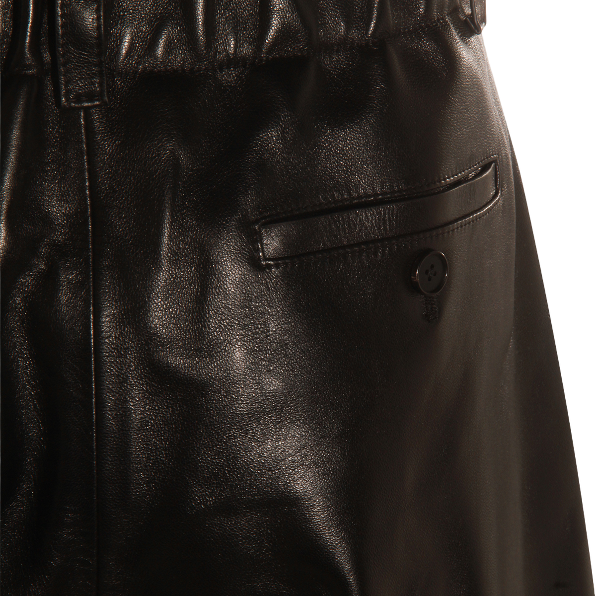 High-Waisted Black Trousers With Pleated Detailing And Glossy Finish