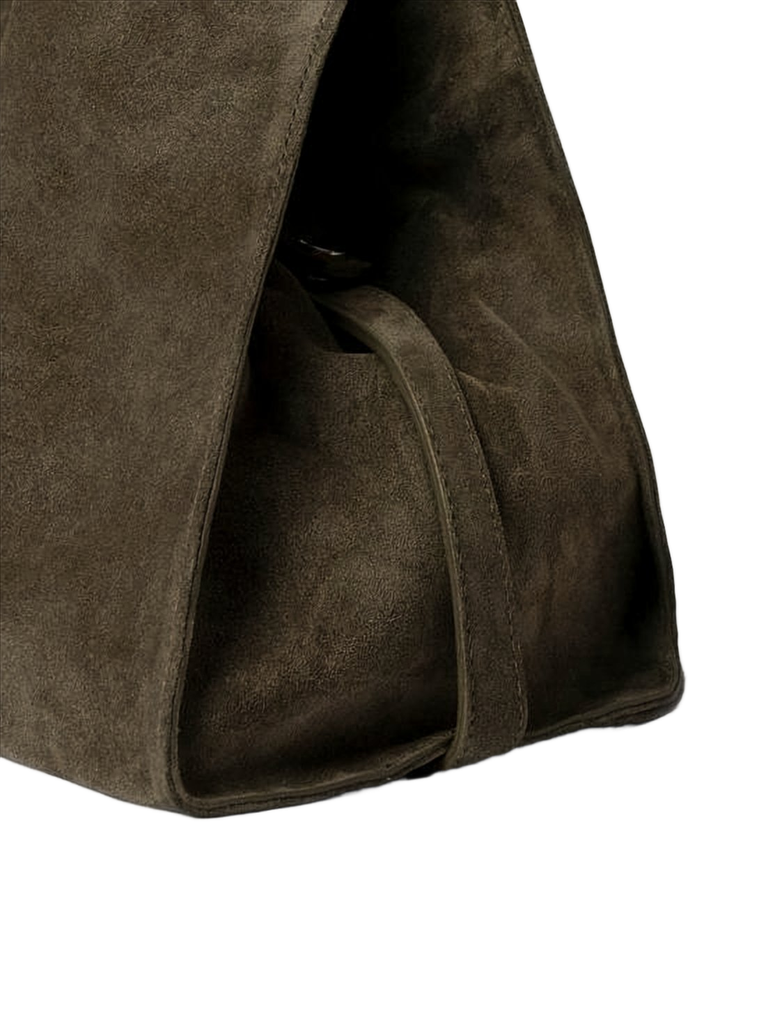 Trapezoidal Suede Tote Bag with Rounded Handle