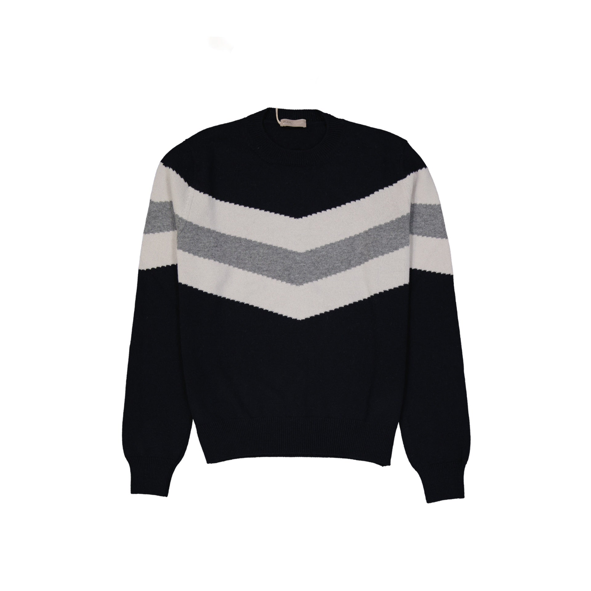 Zigzag-Stripe Wool Sweater with Bold Chevron Pattern