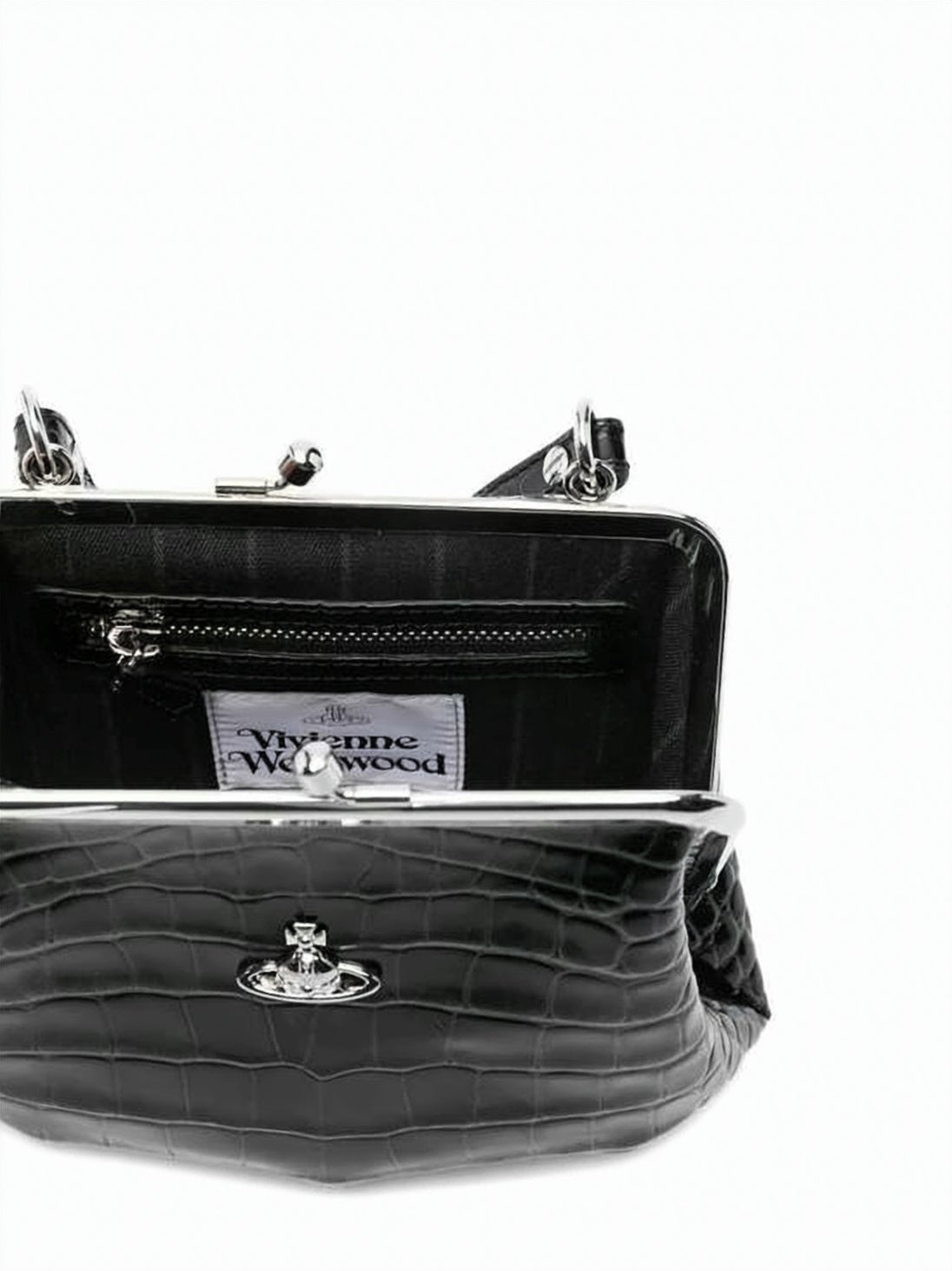 Crocodile-Embossed Calf Leather Crossbody Bag