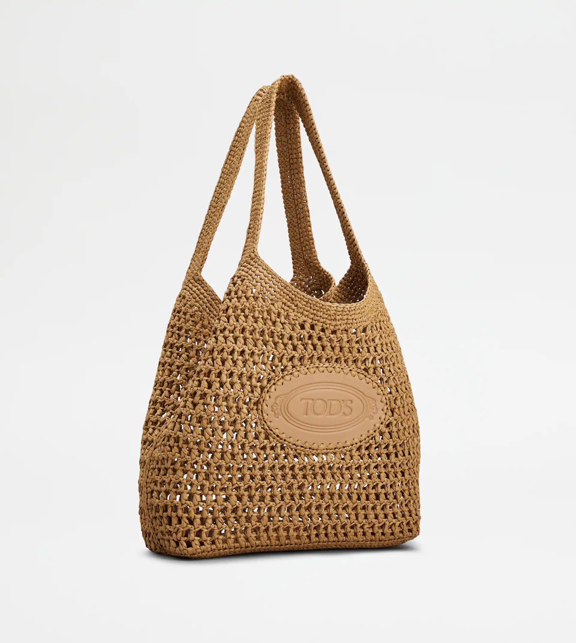 Medium Woven Tote Bag with Leather Logo Patch