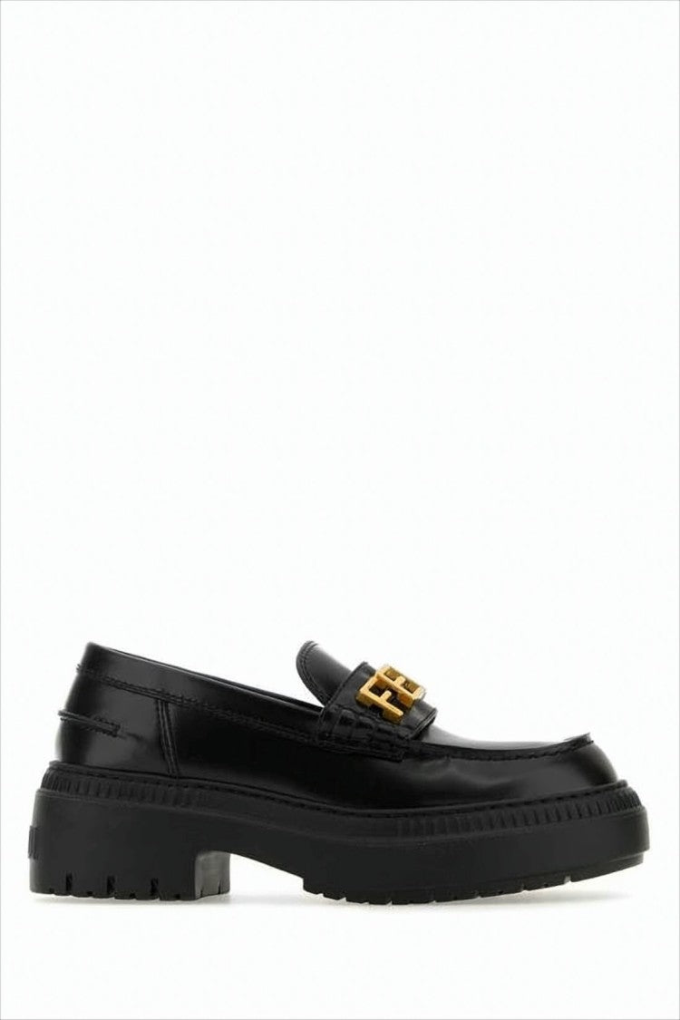Rubber-Soled Black Calf Leather Loafers