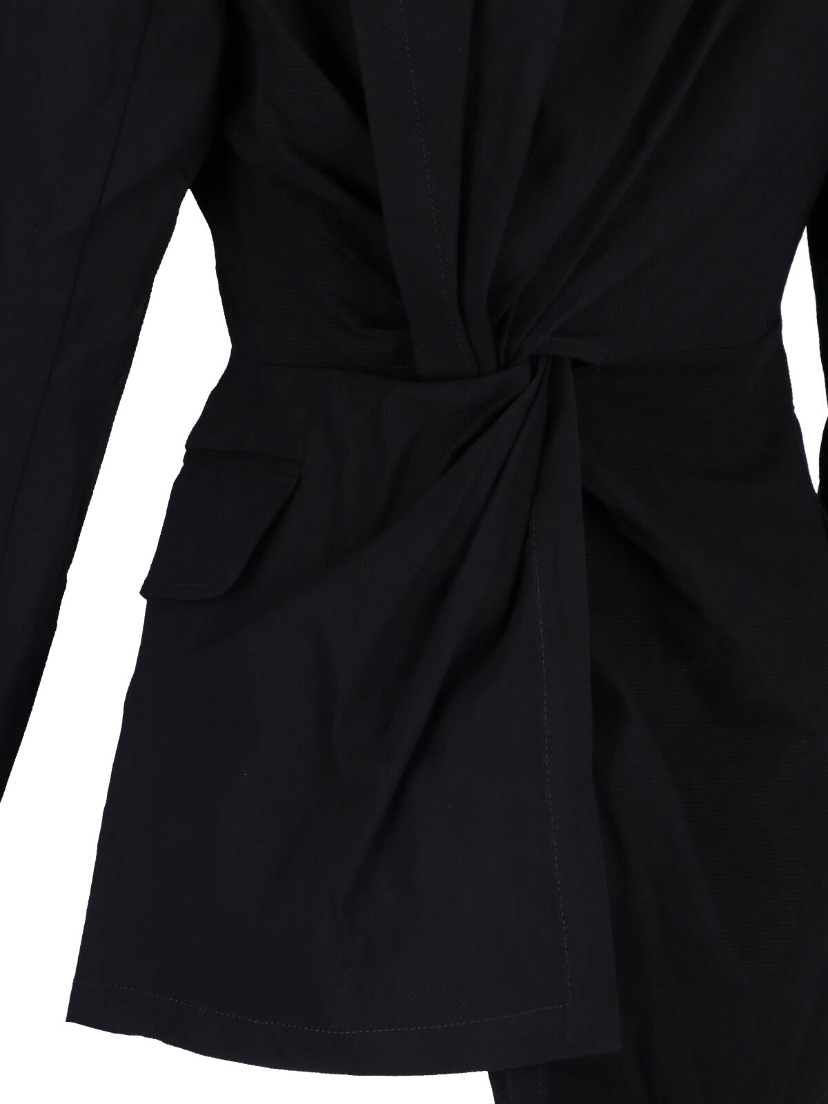 Black Asymmetrical Single-Breasted Linen Blazer