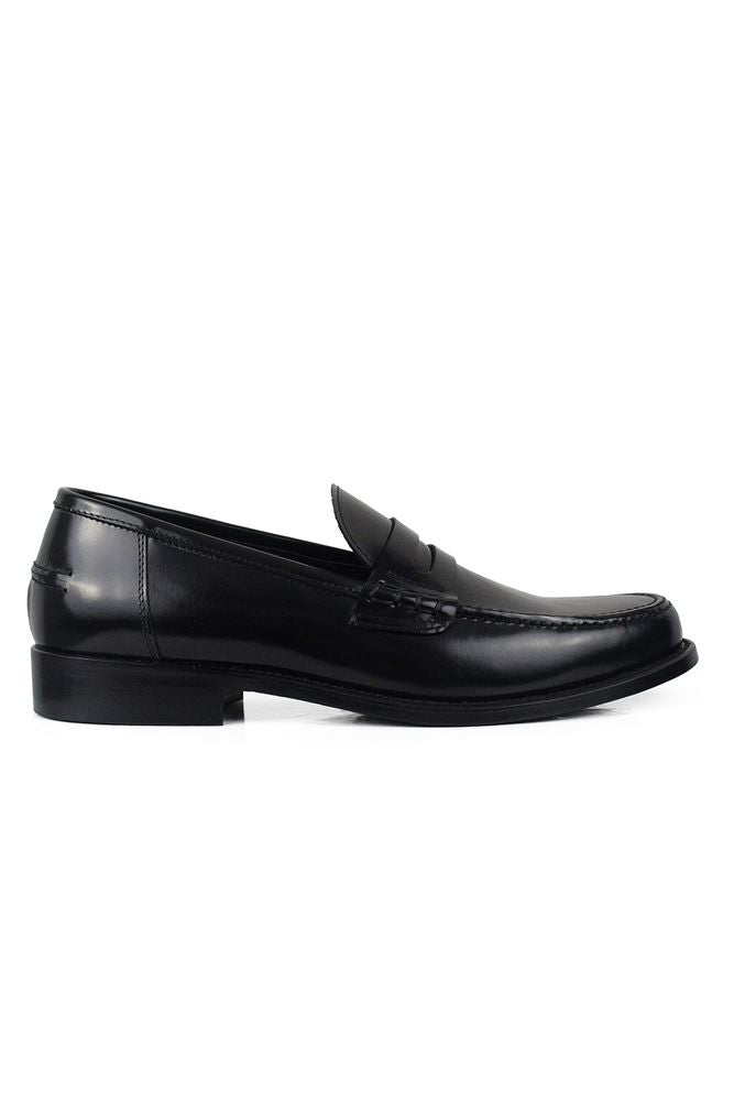 Shiny Black Calfskin Leather Loafers