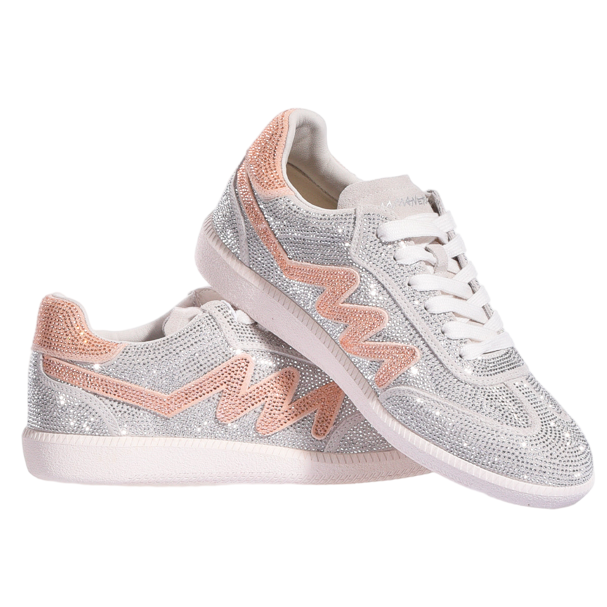 Imperial Rose Sneakers with Silver Rhinestones