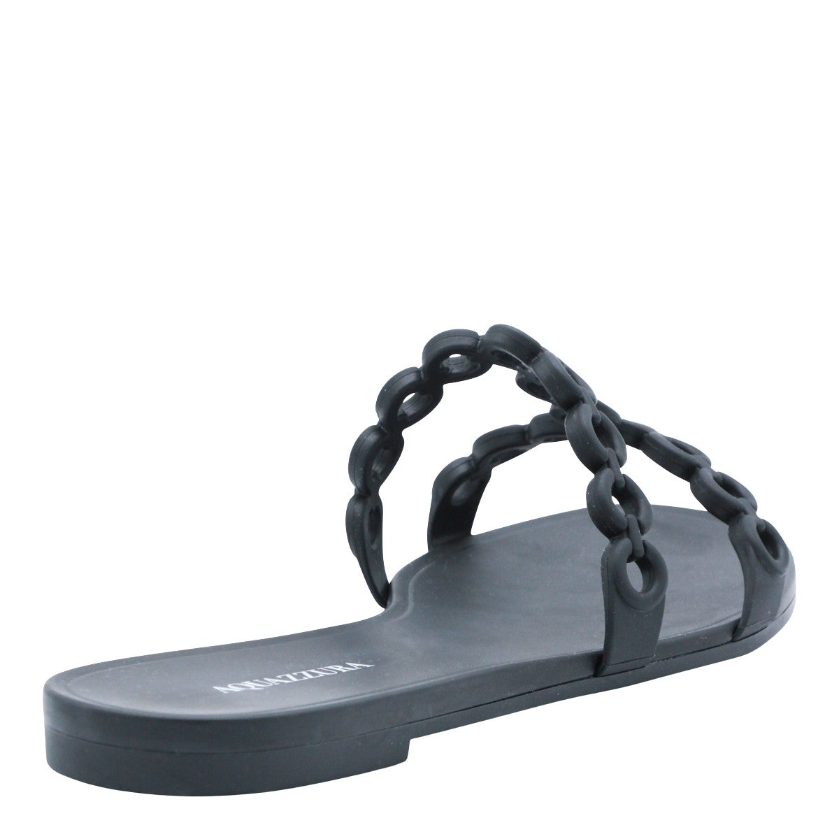 Black Flats with Chain-Link Straps