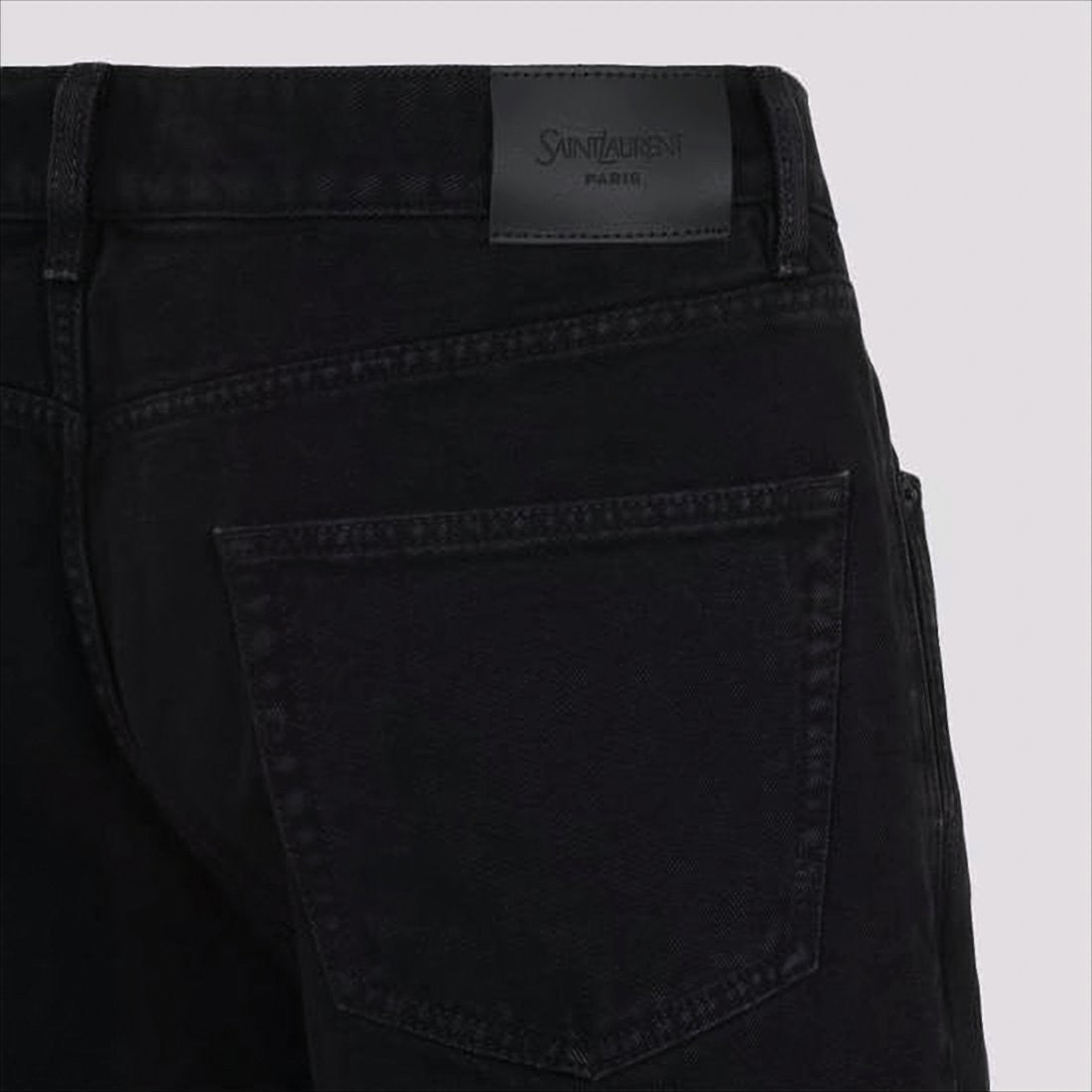 Straight-Leg Black Denim Pants with Classic Five-Pocket Design