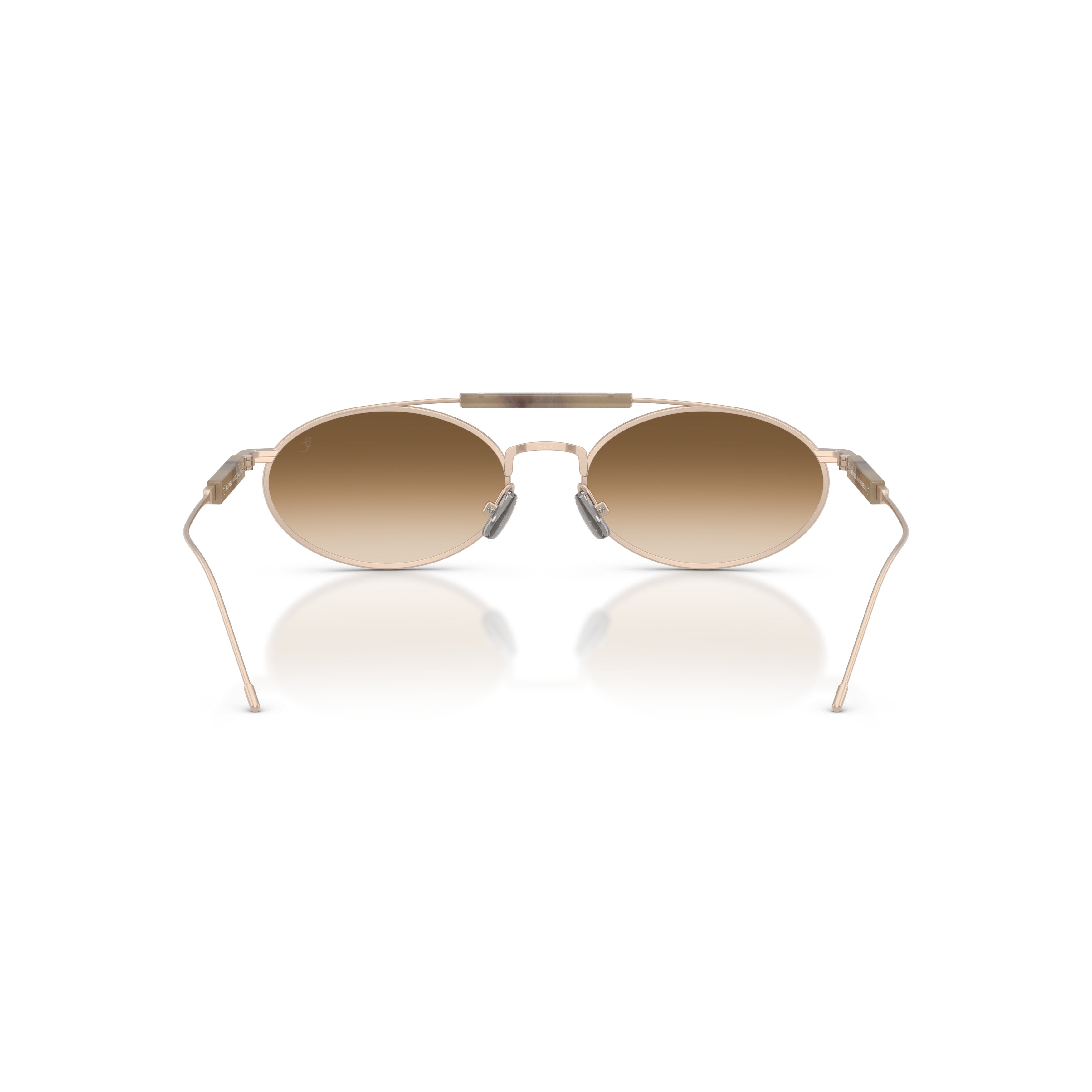 0bc2013st Oval Titanium Sunglasses with Gradient Brown Lenses
