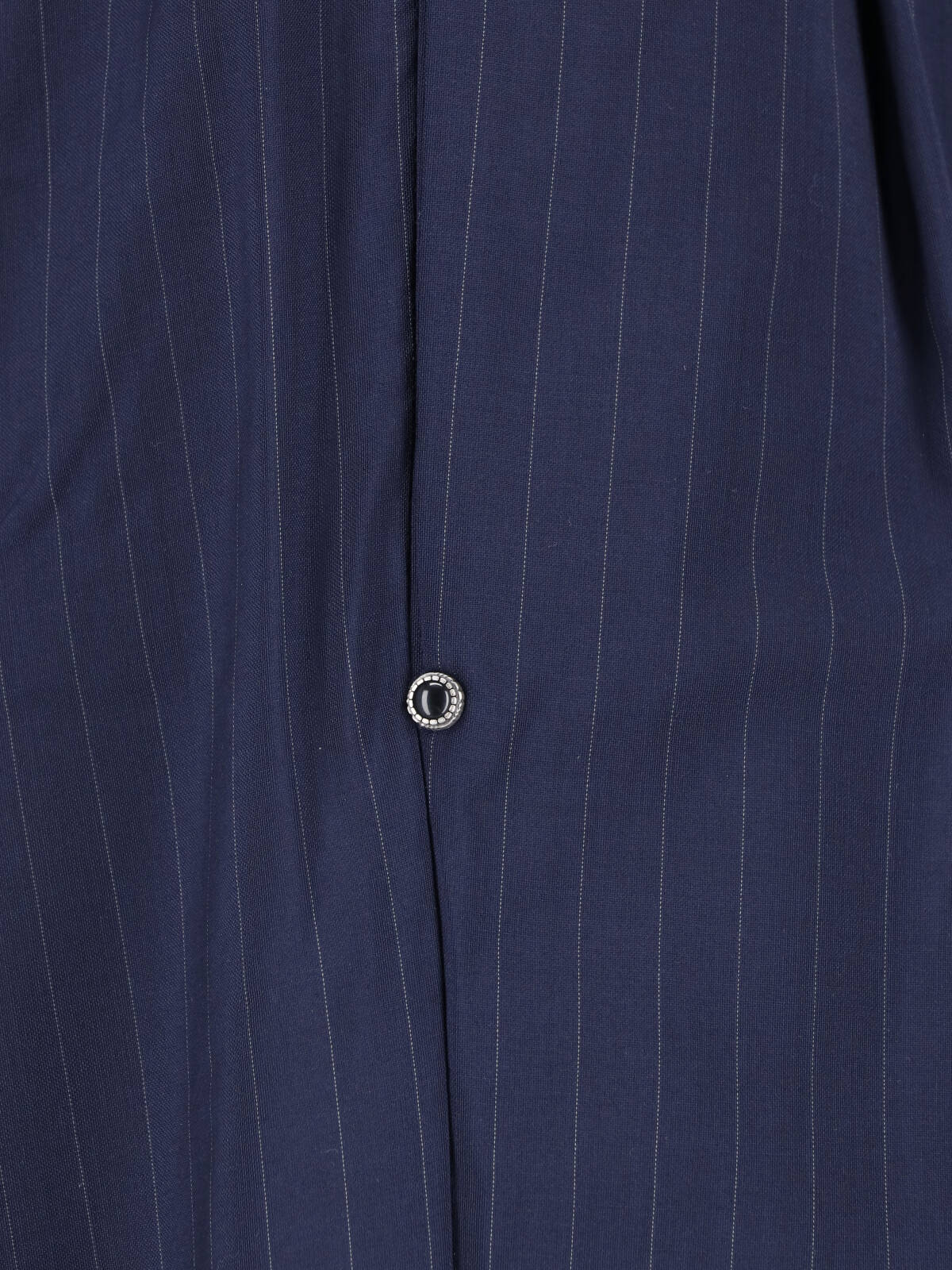Blue Pinstripe Straight-Leg Wool Trousers