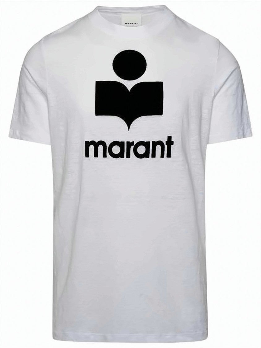 Linen Crew Neck T-Shirt with Bold Graphic Logo
