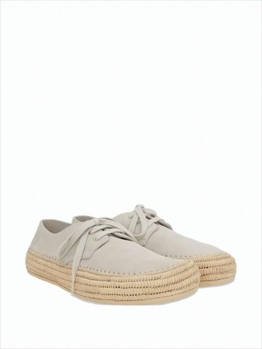 Suede Sneakers with Raffia-Wrapped Sole and Artisanal Detailing