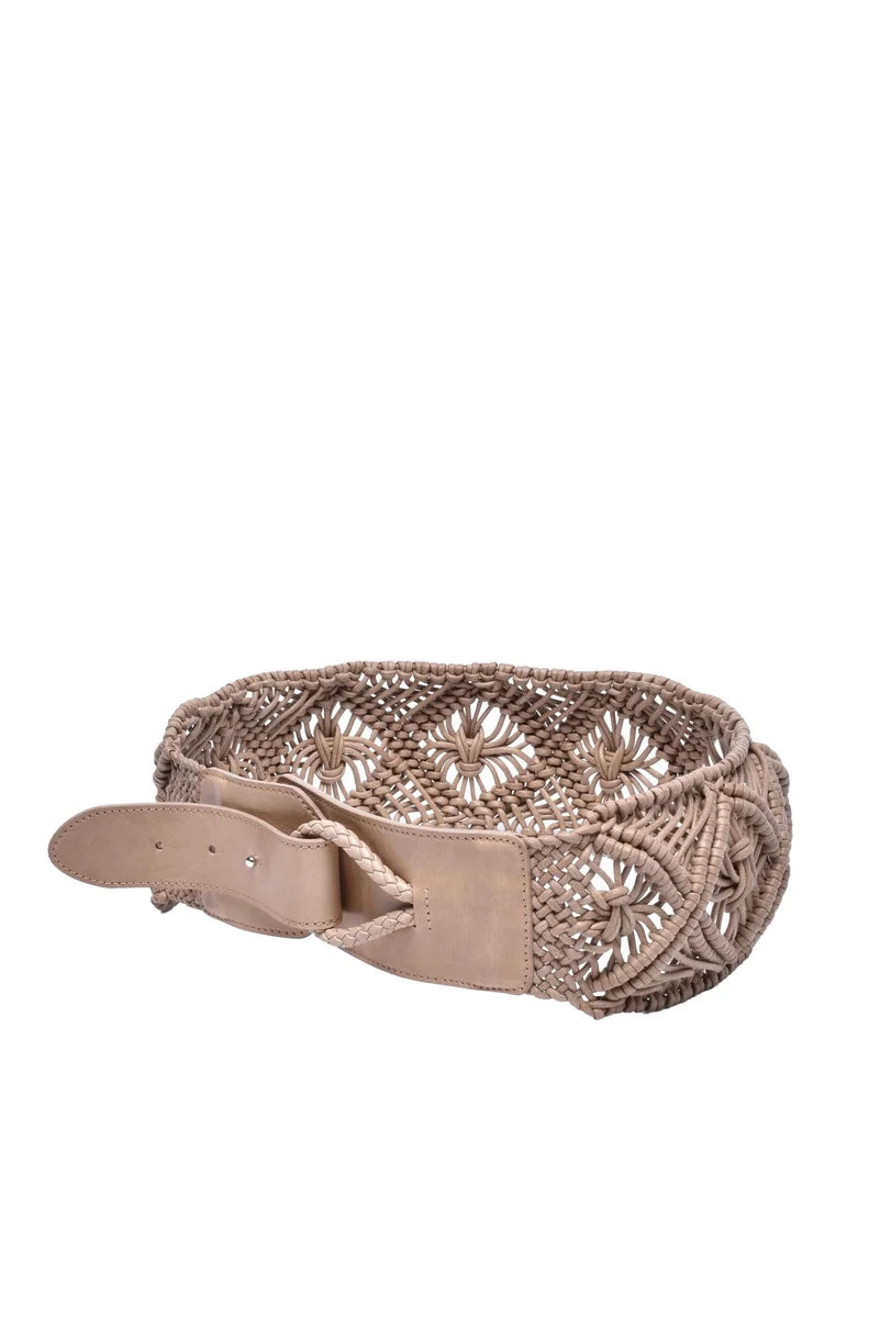 Leather Belt - Beige